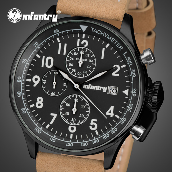 INFANTRY Famous Brand Mens Quartz Wrist Watch Fashion Sport Watches Military Pilot Army Wristwatch Chronograph for Men Clock montre homme