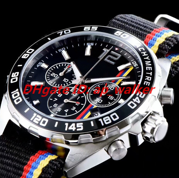 Luxury brand stopwatch Goodwood Racing Men's watch Nylon strap Black dial VK quartz movement Chronograph James Hunt steel Male watches