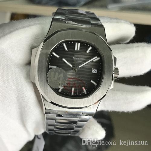 U1 Factory Luxury Mens Watch Nautiluss Movement Engraved PP Gray Dial Automatic Mechanical Stainless Steel Transparent Back Men Watches