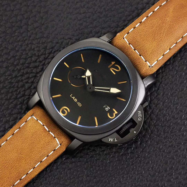 2018 hot selling luxury brand men's quartz watch. LAB-IDTM series diameter 44mm. equipped with leather strap men's watches