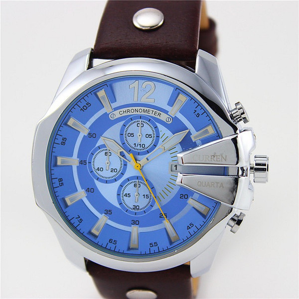 CURREN 8176 skin watchband fashion outdoors motion Men's Watch leisure personality Watches False three eyes large dial Quartz Watches