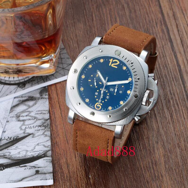 New Fashion High quality Stainless Steel dial Three eyes and six needles Mens watch Mechanical Automatic Wrist Watch Casual Sport Watches