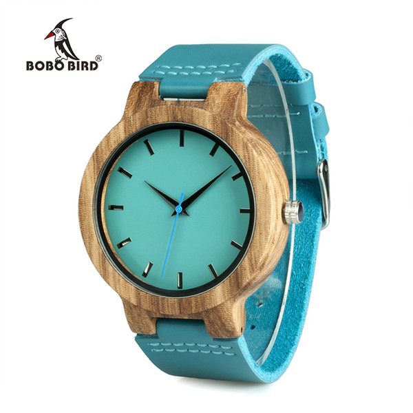 BOBO BIRD Lovers' Watches Women Wooden Men Watch Turquoise Blue Timepieces in Gift Box Relogio Masculino Drop Shipping W-C28 S914