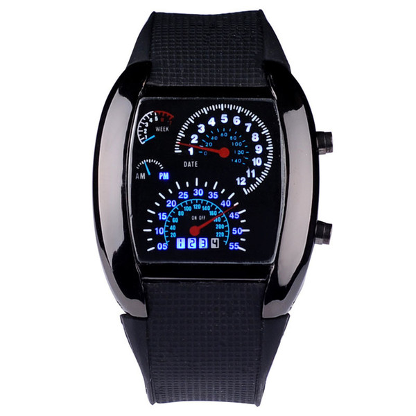 LED electronic watch men's fashion sports plastic watch creative aviation dashboard male table