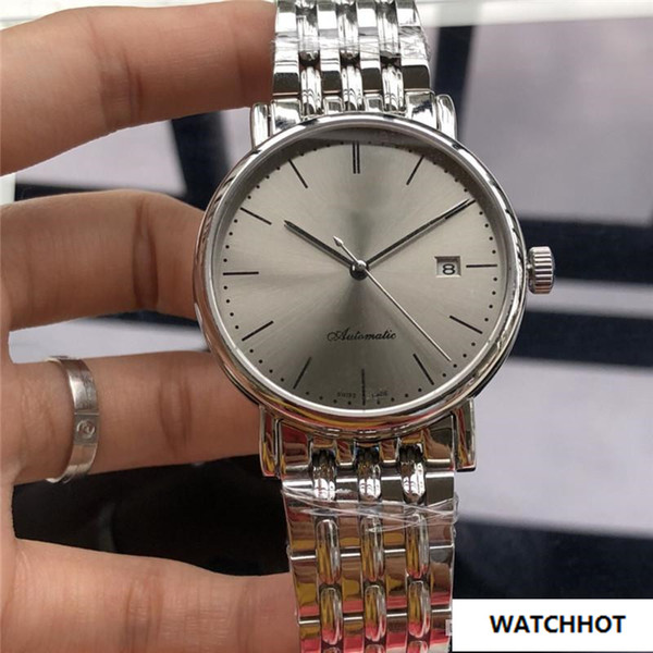 Automatic Mens Watches Gray Dial Stainless Steel Bracelet Band Mechanical Automatic 40mm Wristwatches Fashion Luxury Mens Watches L33