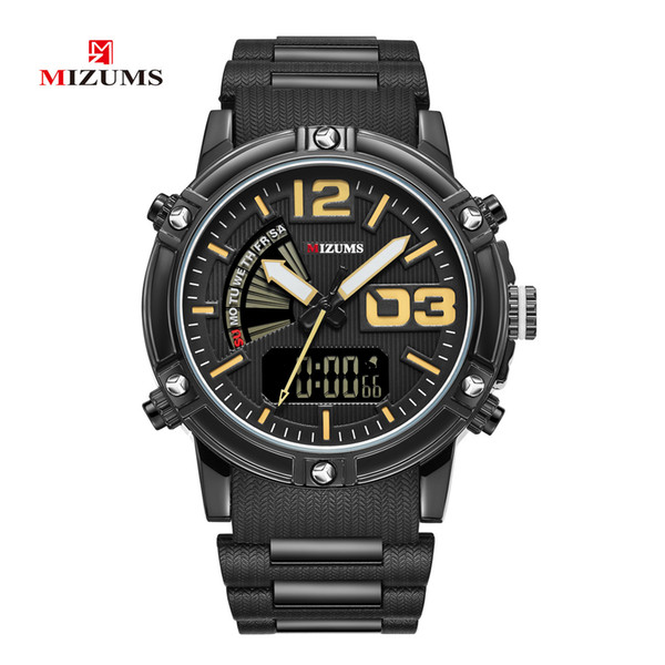 MIZUMS Men's Business Casual High-end Electronic Double Movement Waterproof Quartz Watch Sports Watches