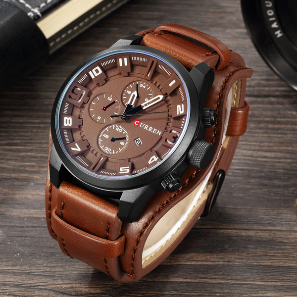 New CURREN Top Brand Luxury Mens Watches Male Clocks Date Sport Military Clock Leather Strap Quartz Business Men Watch Gift 8225 C18110601