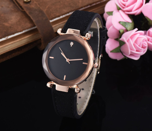 Frosted Flour Flower Star Lady Leather Gem Water Cube Watch Quartz Watch 2018 Neutral