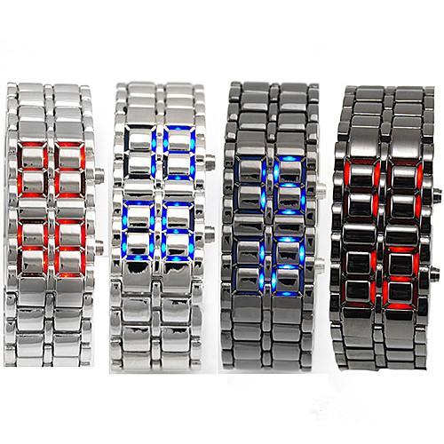 Mens Womens Lava Style Iron Samurai LED Metal Watch Electronics Watches Faceless Bracelet Fashion Wristwatch Stainless Steel Wristwatches