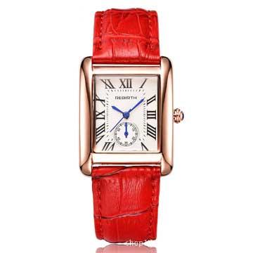 Man Women Fashion Leather Wrist watch Ladies Dress Square Dial Watch Female Male Lovers Clock -B020