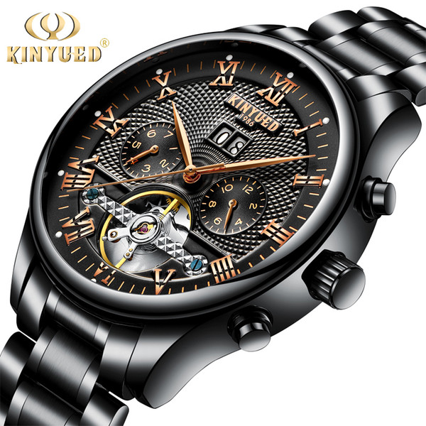 Kinyued Men's Self-wind Tourbillon Mechanical Watches Water Resistant Automatic Skeleton Watch Men Relojes Hombre 2019 Dropship C19042001