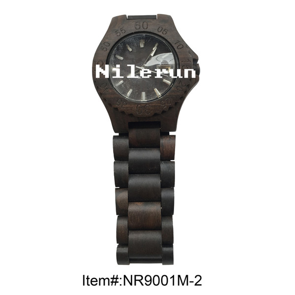 fashion round ebony wood watch