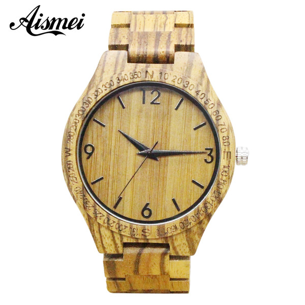 Fashion Wood Watch Men Vintage Zebra Quartz Business Wooden Band Wristwatch relojes hombre 2018 New Bamboo Watches male relogio masculino