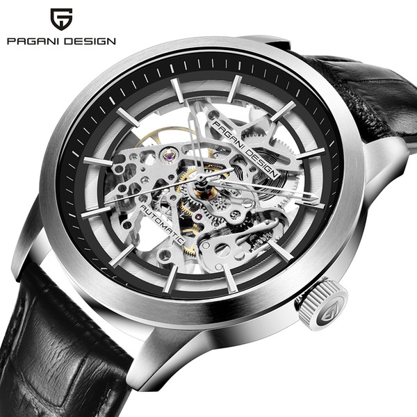 PAGANI DESIGN Brand Hot Sale 2018 Skeleton Hollow Leather Men's Wrist Watches Luxury Mechanical Male Clock New Relogio Masculino