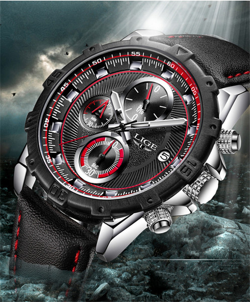 2018 LIGE Watch Men Stopwatch Chronograph Waterproof Clock Mens Watches Top Brand Luxury Casual Sport Quartz Watch Relogio Masculino