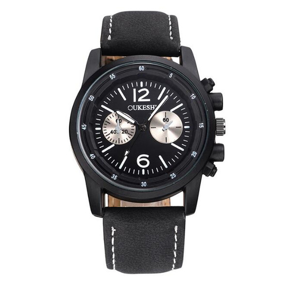 2019 new men's double-eye matte belt quartz military watch hot men's watch