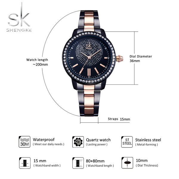 Shengke Luxury Crystal Women Watches Female Wrist Watch Ladies Bracelet Watches Relogio Masculino 2018 SK Women Clock Y18110310