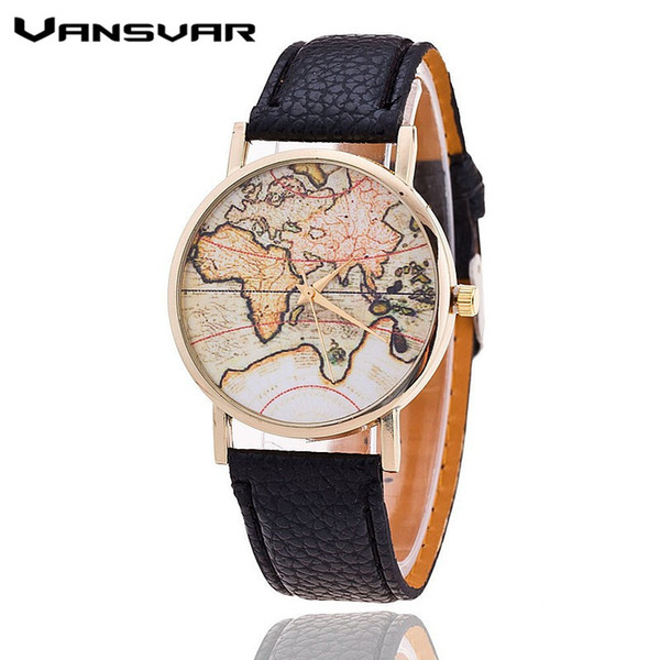 World Map Watch Women Casual Leather Strap Quartz Watches Montre Femme Relogio Feminino 1133