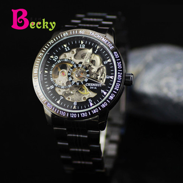 Korean version of the atmosphere double - sided hollow automatic mechanical watch male table table personality fashion men 's watch tide