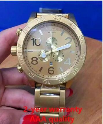 NX Mens 51-30 CHRONOGRAPH A083-502 A083502 all Gold Stainless-Steel Quartz Watch 51mm water proof Gold Dial Watch + original box