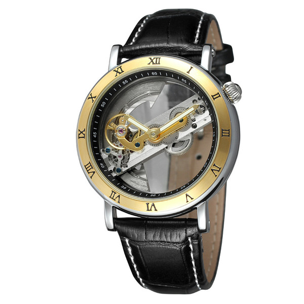 FORSINING Male Clock Unique Design Transparent Case Reloj Hombre Skeletonized Mechanism Men's Automatic Mechanical Wrist Watch Y1892103