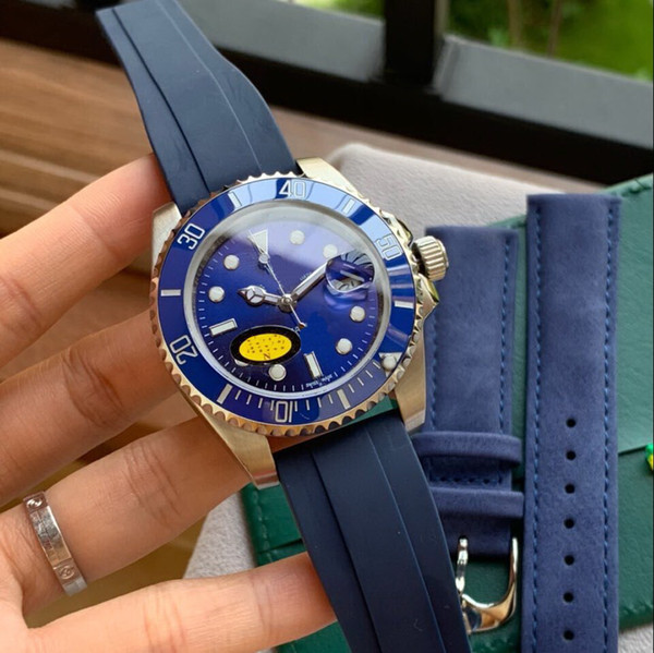 sapphire glass Japan movement DATE All work automatic mechanicaL BLUE BELT sport 41 MM CASE men watch new Stainless steel mens watches