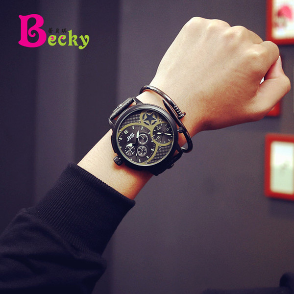 Authentic Swiss waterproof watch fashion quality tide male table Omi leather luminous oversized dial quartz watch