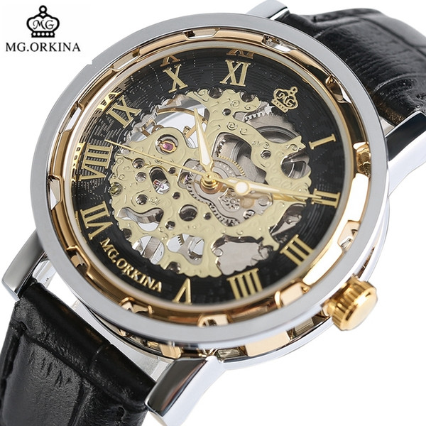 ORKINA Top Brand Mechanical Watch Luxury Skeleton Hand-Winding Watch Analog Modern Men Women Bangle Wrist Watch Relogio Feminino D18100706