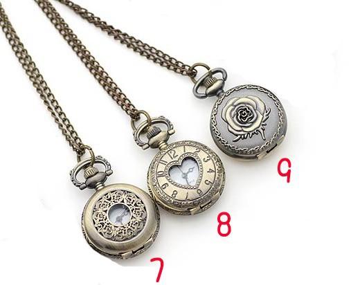 wholesale lot of 20pcs Antique Pocket watch with chain , Necklace Classic Pocket Watches unisex free shipping