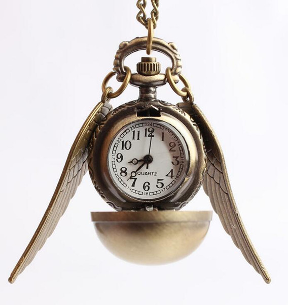 Creative Hot Retro Pocket Watch Snitch Harry Potter Wing Ball Pocket Watch Necklace Pendant Watch Flip