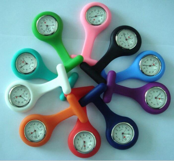 NEW fashion candy colors watch silicone rubber soft pin nurse pocket watch unisex ladies women doctor medical hang watches free ship