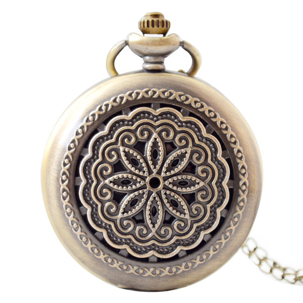 wholesale 50pcs/lot Bronze classic Flower Pocket watch vintage pocket watch Men Women antique models Tuo table watch PW161