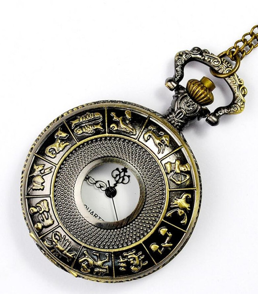 Wholesale 100pcs/lot classic watch vintage pocket watch necklace Men Women antique Bronze watch PW074