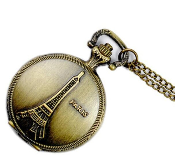 Wholesale 100pcs/lot Pendant Chain Quartz Bronze Big Tower Watch Case Dia 4.5CM Pocket Watch PW104