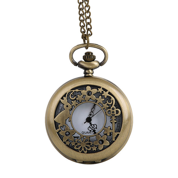 Wholesale 50pcs/lot Pendant Chain Quartz Bronze Rabbit Watch Hollow Pocket Watch PW113