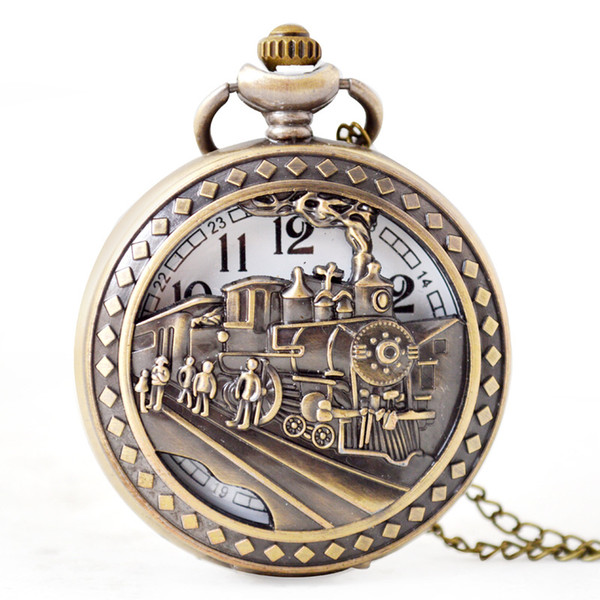 Wholesale 50pcs/lot classic Train Pocket watch vintage pocket watch Men Women antique models Tuo table watch PW134