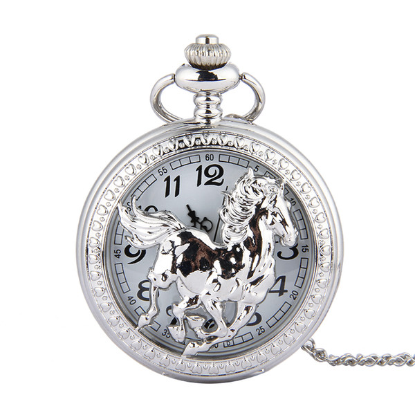 Wholesale 50pcs/lot HORSE Pocket watch vintage pocket watch Men Women antique models Tuo table watch PW143