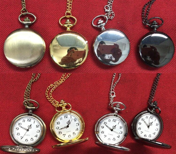 Wholesale 4Colors 100PCS/Lot Quartz watch Chain Bronze pocket watches PW042