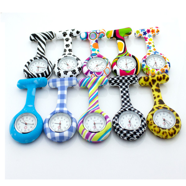 silicone nurse watch fob pocket nursing lapel watch quartz zebra pattern design brand medical nursing doctor gift clock