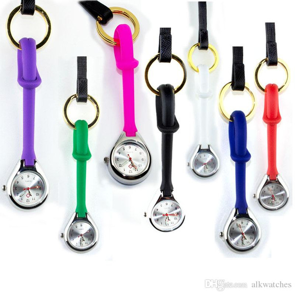 Silicone FOB nurse watch pocket hanging loop nurse watches medical doctor hospital waterproof quartz ce approval gift DHL Free shipping