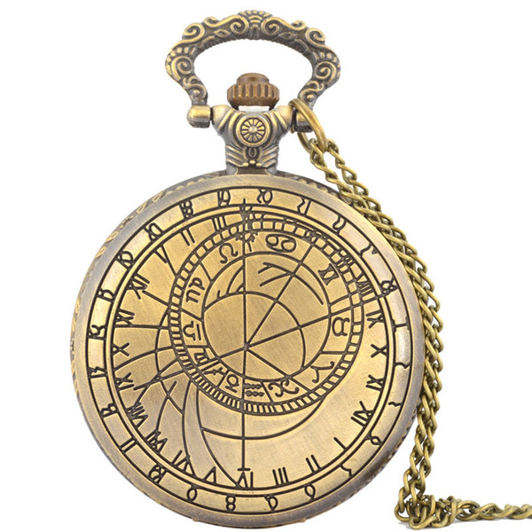 Wholesale 50pcs/lot Vintage engraving roman character compass mapping pattern Pocket watch vintage Men Women antique models Tuo table watch