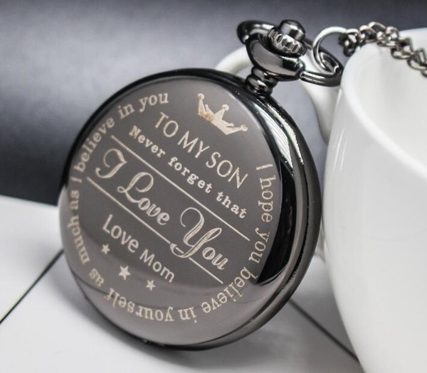 wholesale 100pcs/lot To my son I love Mom Pocket watch vintage pocket watch Men Women antique models Tuo table watch PW160