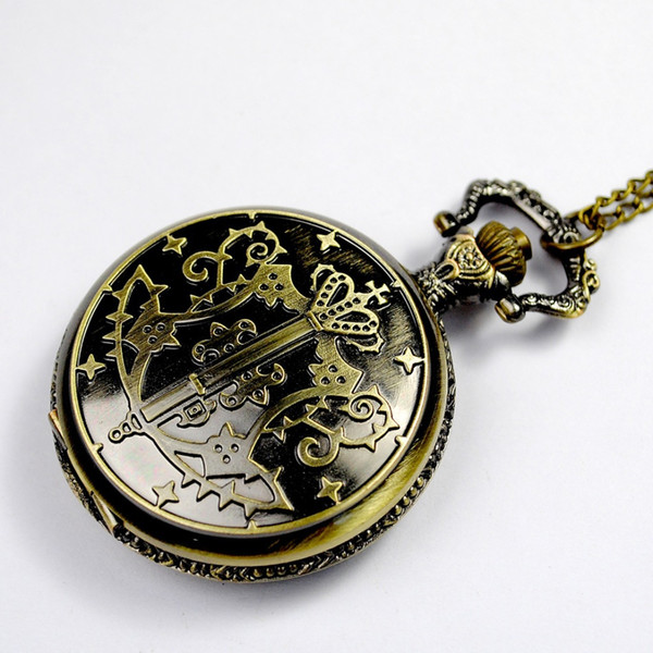 Wholesale 100pcs/lot Pendant Chain Quartz Bronze Magic Watch Pocket Watch PW100