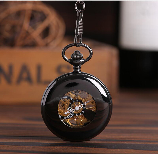 Wholesale 20pcs/lot Men perspective tungsten steel hollow mechanical watches mechanical pocket watch