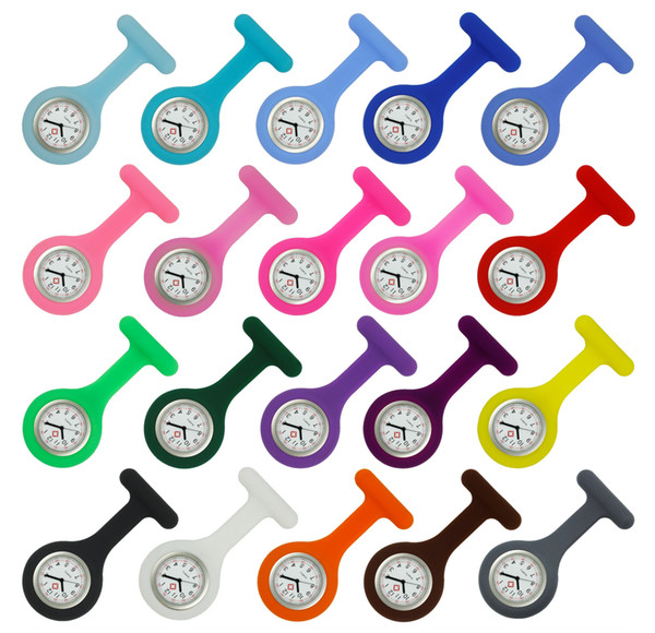 100PCS/LOT Nurse Medical watch Silicone Clip Pocket Watches Fashion Nurse Brooch Fob Tunic Cover Doctor silicone Quartz watch NW026