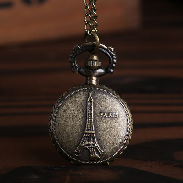 Wholesale 50pcs/lot Case Dia 2.5CM Pendant Chain Quartz Bronze Small Tower Watch Pocket Watch PW105