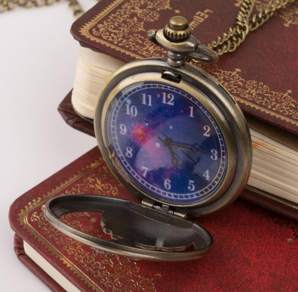 Wholesale 100pcs/lot Quartz watches Chain Bronze Retro hollowed out little prince's big pocket watch pocket watches