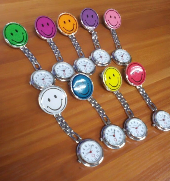 Wholesale 50pcs/lot Mix 10colors night nurse watches luminous smile metal watch doctor medical watches iron watches NW009