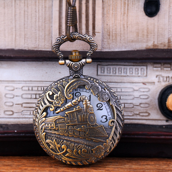 Wholesale 50pcs/lot classic Coved Flower Train Pocket watch vintage pocket watch Men Women antique models Tuo table watch PW164