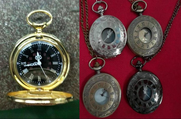 wholesale 100pcs/lot mix 5Colors classic Roman Pocket watch vintage pocket watch Men Women antique models Tuo table watch PW088